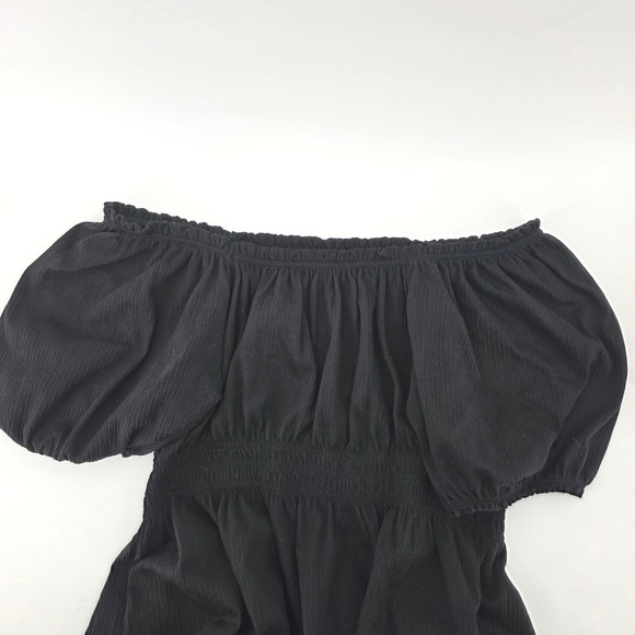 Old Navy Tops - Old Navy Black Smocked Puff Sleeve Square Neck Off Shoulder‎ Peplum Top Size M